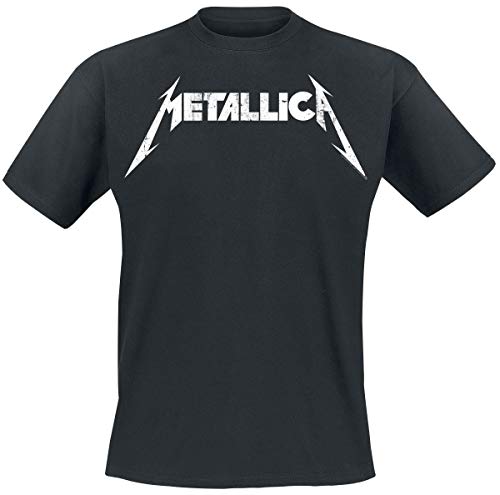 Metallica Textured Logo Hombre Camiseta Negro L, 100% algodón, Regular