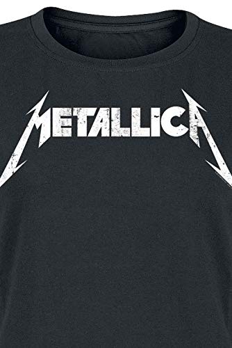 Metallica Textured Logo Mujer Camiseta Negro M, 100% algodón, Regular
