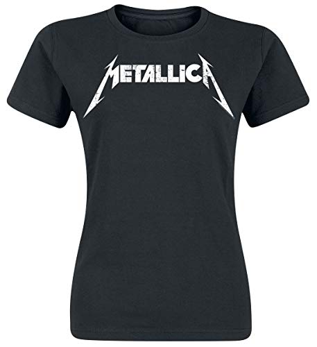 Metallica Textured Logo Mujer Camiseta Negro M, 100% algodón, Regular