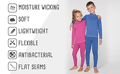 meteor Conjunto Ropa Interior Térmica para Niños - Camiseta de Manga Larga y Pantalón - Set Infantil Elástico para Esquí Snowboard Acampada y Senderismo para Niño y Niña (116-122 cm, Azul)