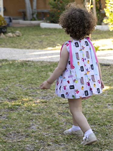 MI HIJA Y YO Vestido y Cubre Pañal de Popelín y Vichy Modelo Jesusín para Bebé (de 1 a 6 Meses) - Hecho a Mano - Colección Terramar - Presentación de Regalo