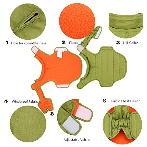 Mile High Life | Chaleco Reversible para Perro a Prueba de Viento | Abrigo de Invierno para Perro a Prueba de Agua | Forro Polar con tamaño de Pecho Ajustable | Paso fácil en el Cierre
