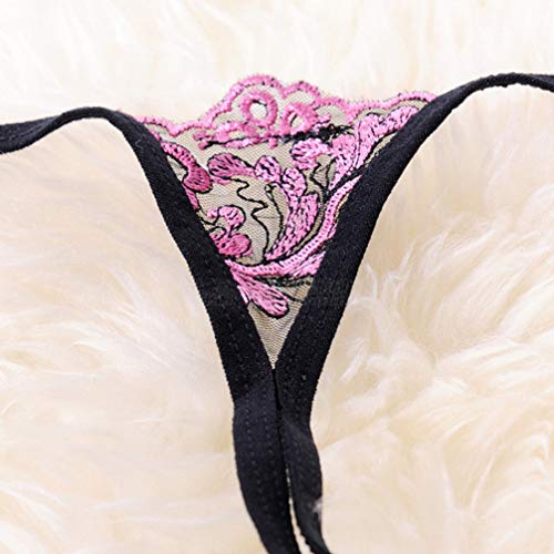 Milisten Encaje Bordado Apertura T-Back Tanga Coqueteando Calzoncillos Sexy para Pareja Mujer