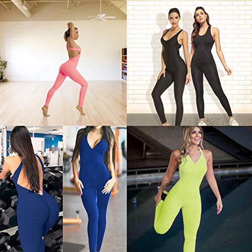 Mimoka Monos Pantalones Deportivos Mujer Elástico y Transpirable | Leggins Mujer Fitness Push up con Tirantes para Yoga GYM Running (L, Rosa)