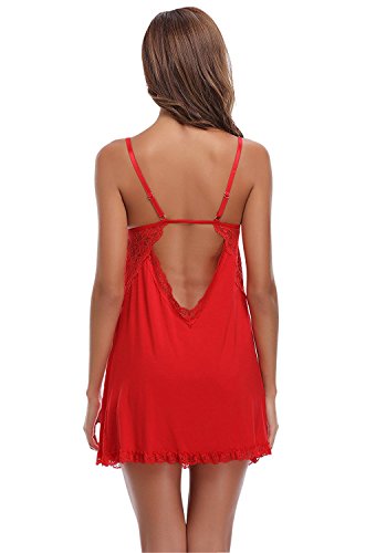 Minetom Camisón Ropa De Dormir Mujeres Sexy Conjuntos Babydoll Kimono Camisones De Lencería Atractivo Cómoda Rojo ES 42
