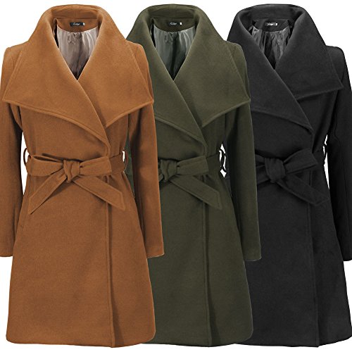 Minetom Mujer Chaquetas Elegantes Clásico Manga Larga Solapa Cinturón Abrigo Talla Grande Trench Coat Slim Fit Cardigan Outwear Blazer A Verde ES 40