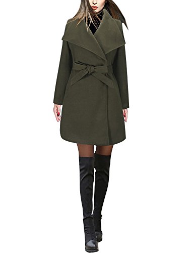 Minetom Mujer Chaquetas Elegantes Clásico Manga Larga Solapa Cinturón Abrigo Talla Grande Trench Coat Slim Fit Cardigan Outwear Blazer A Verde ES 40