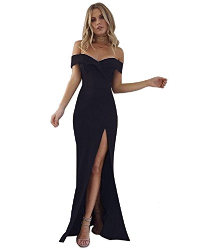 Minetom Mujer Elegante Cuello En V Sin Mangas Cintura Alta Novia Bodas Vestidos Largos De Fiesta Noche Cóctel Dulce Sin Tirantes Maxi Dress Negro ES 38
