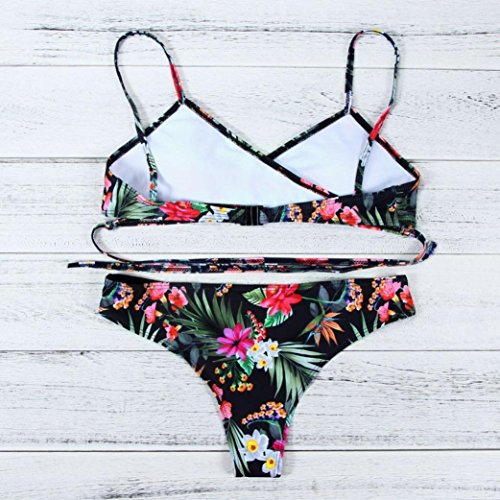Minetom Mujer Verano Bohemia Push-up Acolchado Bra Conjuntos de Bikini Trajes de Baño Bañadores Bikinis Dos Piezas Ropa de Playa Swimsuit Verde ES 44