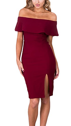 Mini Vestido Mujer Elegantes Vestido Verano Volantes Barco Cuello Sin Tirantes Joven Bastante Espalda Descubierta Vestido Ajustado Color Sólido Fashion Cortos Abiertas Vestido Mujer Fiesta Women