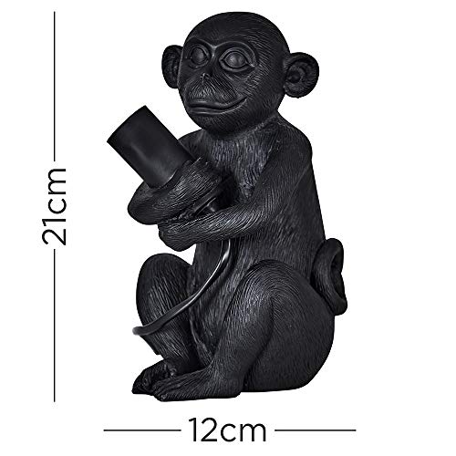 MiniSun – Moderna Lámpara de Mesa Bebé Mono - Diseño Original en Resina Negra - Lámparas de Mesita - Iluminación Interior