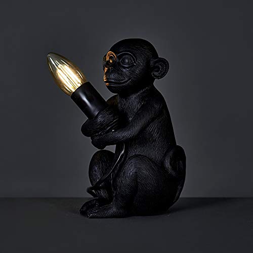 MiniSun – Moderna Lámpara de Mesa Bebé Mono - Diseño Original en Resina Negra - Lámparas de Mesita - Iluminación Interior