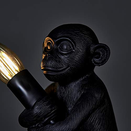 MiniSun – Moderna Lámpara de Mesa Bebé Mono - Diseño Original en Resina Negra - Lámparas de Mesita - Iluminación Interior