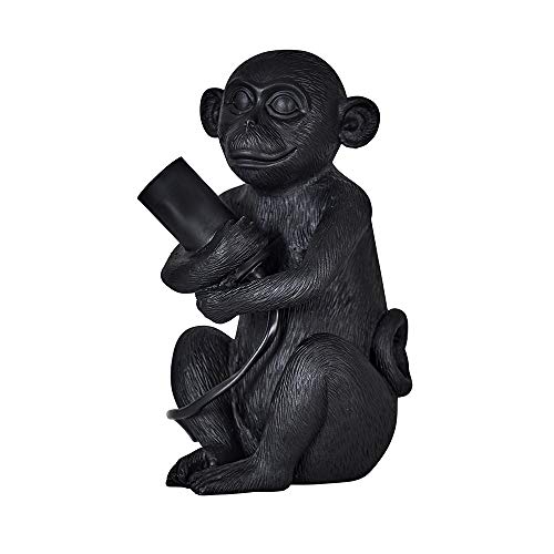 MiniSun – Moderna Lámpara de Mesa Bebé Mono - Diseño Original en Resina Negra - Lámparas de Mesita - Iluminación Interior