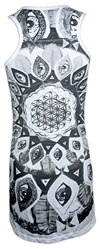 Mirror Vestido de tirantes para mujer, camiseta larga, diseño de la flor de la vida, Buda y yoga Blanco M