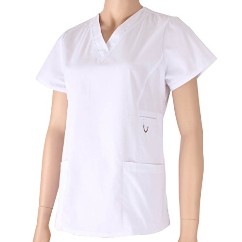 MISEMIYA - Casaca Mujer Mangas Cortas Uniforme Laboral CLINICA Estética Limpieza Veterinaria SANIDAD Dentista HOSTELERÍA Ref.707 - S, Blanco