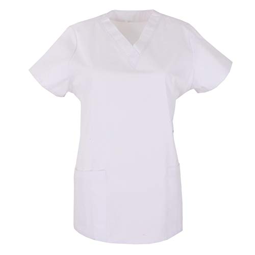MISEMIYA - Casaca Mujer Mangas Cortas Uniforme Laboral CLINICA Estética Limpieza Veterinaria SANIDAD Dentista HOSTELERÍA Ref.707 - S, Blanco