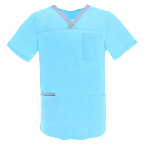 MISEMIYA - Casaca Unisex MÉDICO Enfermera Uniforme Limpieza Laboral ESTÉTICA Dentista Veterinaria Sanitario HOSTELERÍA - Ref.G713 - XXL, Azul Claro