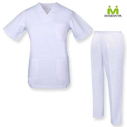MISEMIYA - Casaca Y PANTALÓN Sanitarios Unisex Uniformes Sanitarios MÉDICOS - S, Conjuntos Sanitarios 817-2 Blanco