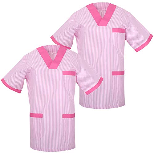 MISEMIYA - Pack*2 - Camisa Camisetas Unisex Uniformes LABORARES ESTÉTICA Dentista - Ref:T817 - XS, Fucsia