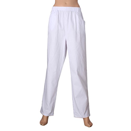 MISEMIYA - PANTALÓN Unisex Cintura ELÁSTICA Uniforme Laboral MÉDICO Enfermera Hospital Limpieza Veterinaria SANIDAD HOSTELERÍA- Ref.8312 - Medium, Blanco