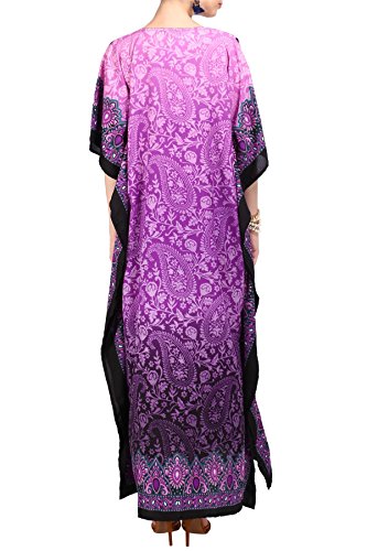 Miss Lavish London Mujeres caftán de Londres túnica Kimono Libre tamaño Largo Vestido de Fiesta para Loungewear Vacaciones Ropa de Dormir Playa Todos los días Cubrir Vestidos #101 [Púrpura EU 52-56]