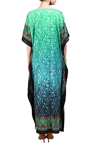 Miss Lavish London Mujeres caftán de Londres túnica Kimono Libre tamaño Largo Vestido de Fiesta para Loungewear Vacaciones Ropa de Dormir Playa Todos los días Cubrir Vestidos #101 [Teal EU 52-56]