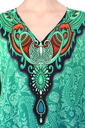 Miss Lavish London Mujeres caftán de Londres túnica Kimono Libre tamaño Largo Vestido de Fiesta para Loungewear Vacaciones Ropa de Dormir Playa Todos los días Cubrir Vestidos #101 [Teal EU 52-56]