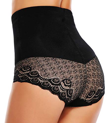 MISS MOLY Shapewear Braga Faja de Cintura Reductora Sexy Braguita Moldeadora Invisible Adelgazante Abdomen 2 Capas Powernetz Elástico Hola-Cintura Shaping Lenceria con Encaje para Mujer