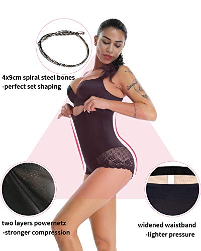 MISS MOLY Shapewear Braga Faja de Cintura Reductora Sexy Braguita Moldeadora Invisible Adelgazante Abdomen 2 Capas Powernetz Elástico Hola-Cintura Shaping Lenceria con Encaje para Mujer