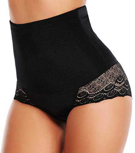 MISS MOLY Shapewear Braga Faja de Cintura Reductora Sexy Braguita Moldeadora Invisible Adelgazante Abdomen 2 Capas Powernetz Elástico Hola-Cintura Shaping Lenceria con Encaje para Mujer
