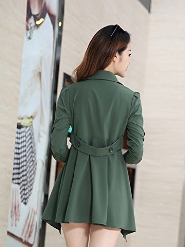 MissFox Mujer Abrir Frente Asimétrico Trench Abrigo Chaqueta Tamaño XXL Ejercito Verde