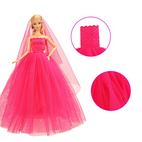 Miunana 3 Ropas Vestidos De Novia con Encaje + Velo para 11.5 Pulgadas 28 - 30 CM Muñecas