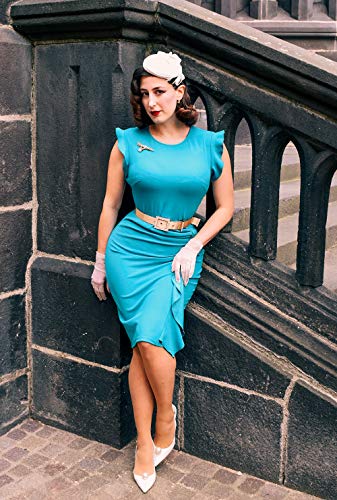 Miusol Casual Slim Fit Coctel Vestido de Lápiz para Mujer Azul Acido Medium