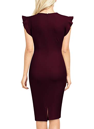 Miusol Casual Slim Fit Coctel Vestido de Lápiz para Mujer Borgoña Medium