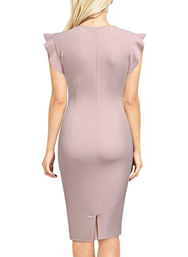 Miusol Casual Slim Fit Coctel Vestido de Lápiz para Mujer Rosa Large
