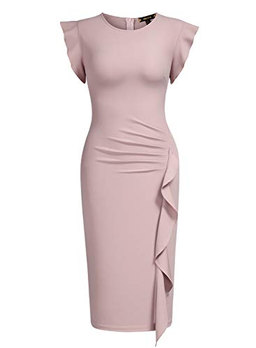 Miusol Casual Slim Fit Coctel Vestido de Lápiz para Mujer Rosa Large