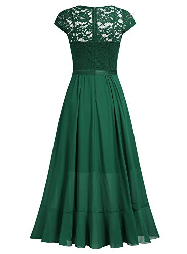 Miusol Encaje Gasa Alto Bajo Noche Vestido Largo para Mujer Verde Small