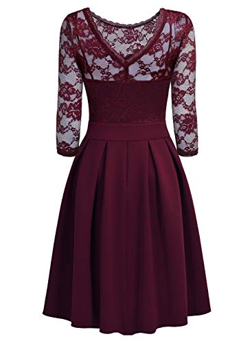 Miusol Vintage 1940s Encaje Fiesta Vestidos para Mujer Rojo Small