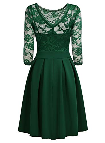 Miusol Vintage 1940s Encaje Fiesta Vestidos para Mujer Verde Medium