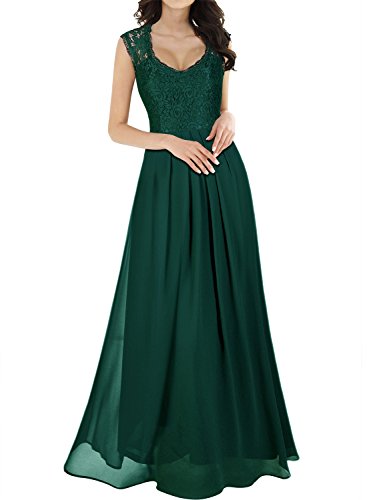 Miusol Vintage Chiffon Largo Fiesta Vestidos para Mujer Verde Medium
