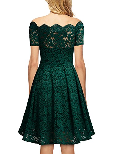 Miusol Vintage Encaje Completo Cóctel Vestidos para Mujer Verde X-Small