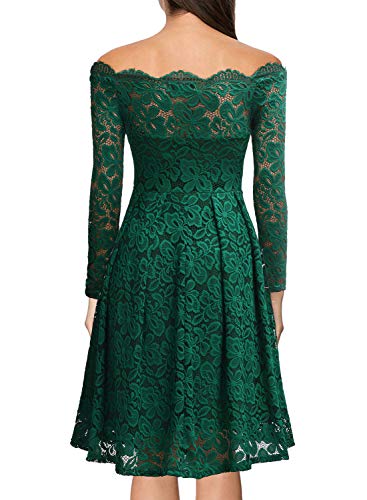 Miusol Vintage Encaje Floral Coctel Vestido Corta para Mujer Verde X-Small