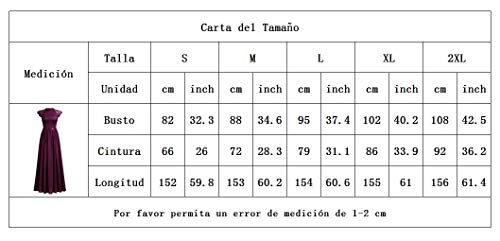 Miusol Vintage Encaje Gasa A-Line Noche Boda Vestido Largo para Mujer Magenta S