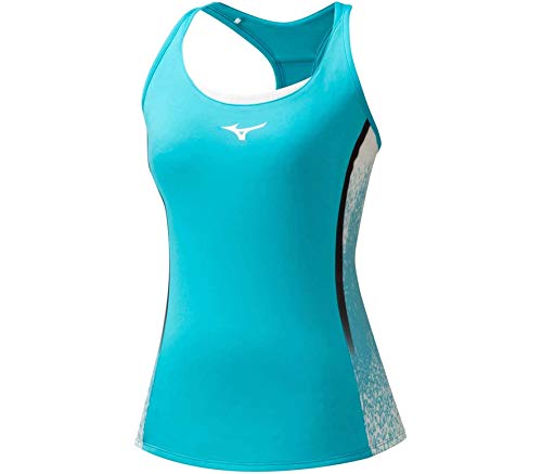 Mizuno Camiseta de Tirantes Estampada para Mujer, Color Azul, Talla S