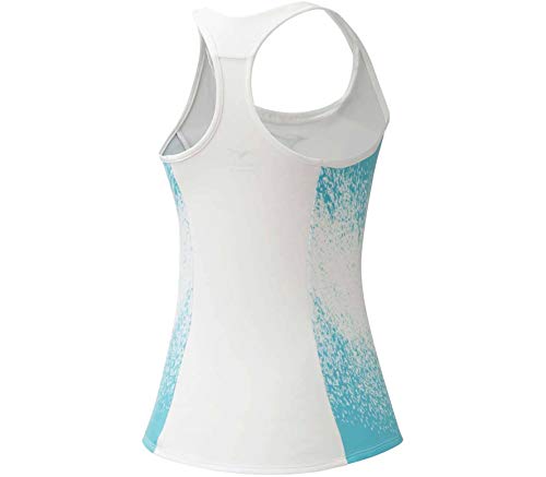 Mizuno Camiseta sin Mangas Estampada para Mujer, Mujer, Camiseta de Tirantes Anchos, K2GA0710, Blanco, L