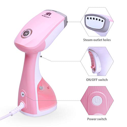 MLMLANT Plancha Mano de Vapor Portatil, Steamer,Plancha para Ropa, Vertical & Horizontal, 1500W, calienta en 30 Segundos, hogar y Viaje (Rosa)