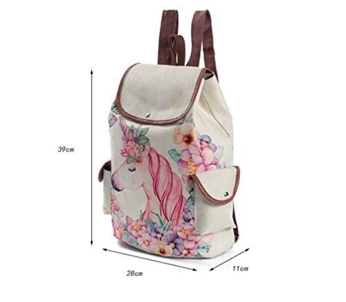 Mochila Escolar EstampadoDe Unicornio Flor ColeccióN De Bolso De Escuela Unisex Mochila De Viaje (A)