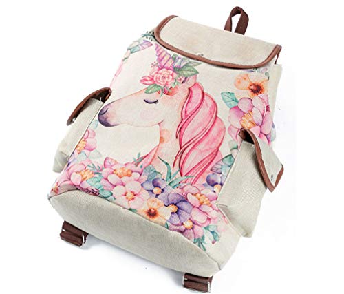 Mochila Escolar EstampadoDe Unicornio Flor ColeccióN De Bolso De Escuela Unisex Mochila De Viaje (A)