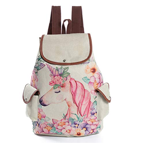 Mochila Escolar EstampadoDe Unicornio Flor ColeccióN De Bolso De Escuela Unisex Mochila De Viaje (A)